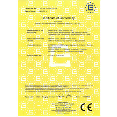 CE认证证书—WFB型泵